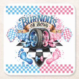 Geschlecht: Rosa und blaue Bögen und Reifen Rechteckiger Pappuntersetzer