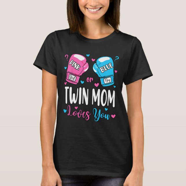 Geschlecht zeigen rosa oder blaue doppelte Mama Li T-Shirt (Vorderseite)
