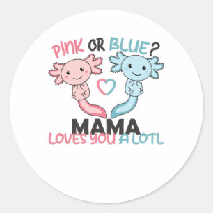 Geschlecht zeigen rosa oder blaue Mama-Lieben Sie  Runder Aufkleber