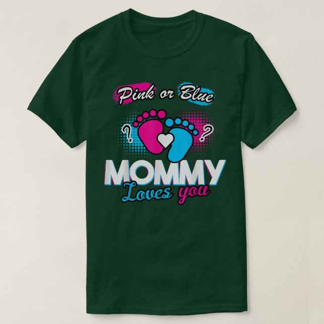 Geschlecht zeigen rosa oder blaue Mami-Lieben Sie  T-Shirt (Design vorne)