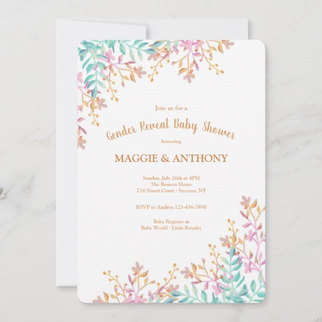 Geschlecht zeigt Baby-Dusche Einladung (Vorderseite)