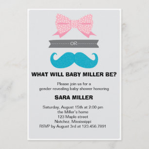 Geschlecht zeigt Bows oder Staches Babydusche auf Einladung
