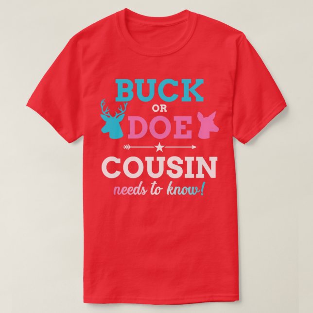 Geschlecht zeigt Buck oder Cousin, der Babypar ent T-Shirt (Design vorne)