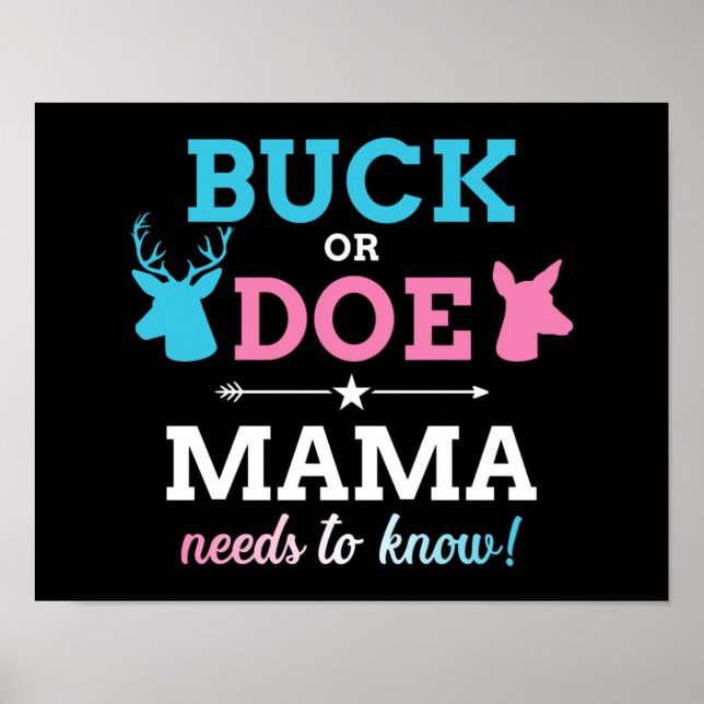 Geschlecht zeigt Buck oder Doe Mama passendes Baby Poster (Vorne)