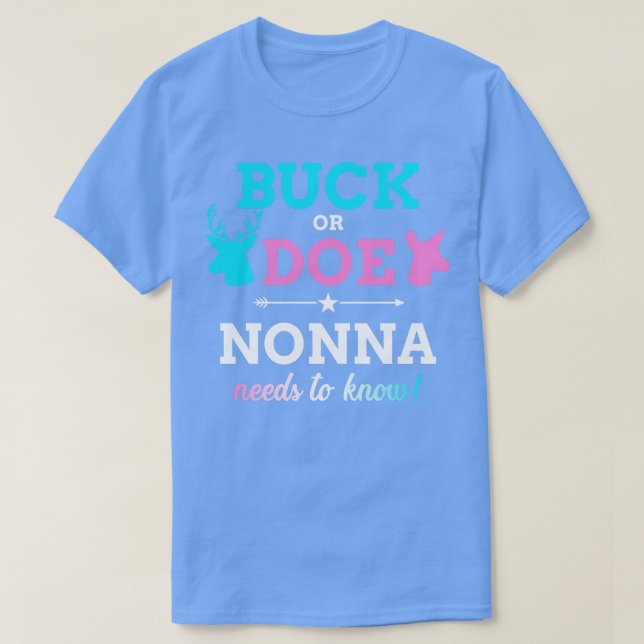 Geschlecht zeigt Buck oder Nonna mit passendem Bab T-Shirt (Design vorne)