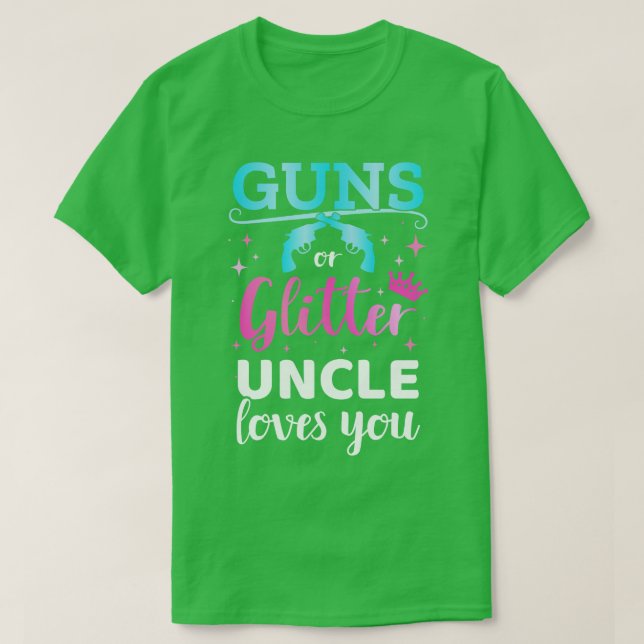 Geschlecht zeigt, dass Onkel oder Glitzer Babypar T-Shirt (Design vorne)