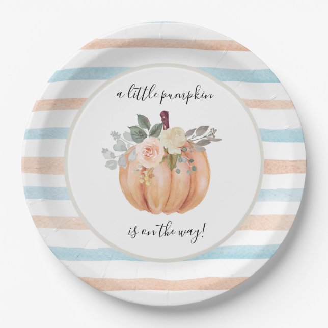 Geschlecht zeigt, dass unser kleiner Kürbis auf de Pappteller (Vorderseite)