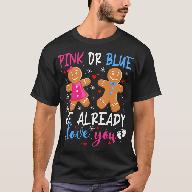 Geschlecht zeigt Niedliches Lebkuchen Funny Pink o T-Shirt (Vorderseite)