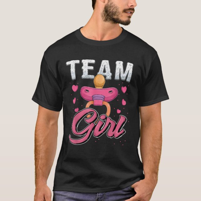 Geschlecht zeigt Party Team Girl Babydusche passen T-Shirt (Vorderseite)