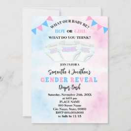 Geschlecht zeigt rosa und blaue Windel Einladung