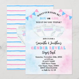 Geschlecht zeigt rosa und blaue Windel Einladung