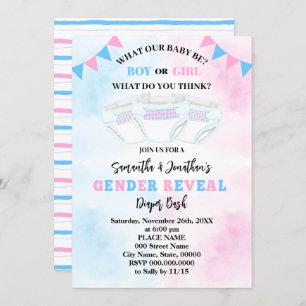 Geschlecht zeigt rosa und blaue Windel Einladung