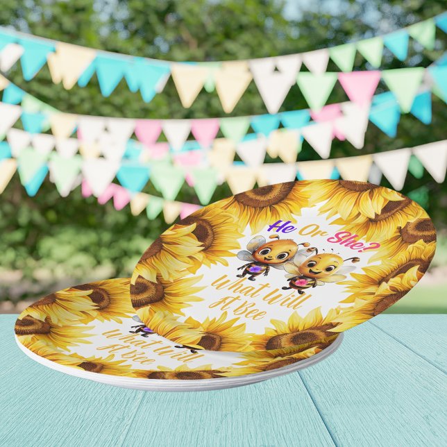 Geschlecht zeigt, was es sein wird pappteller (Gender Reveal He or She What Will It Bee Paper Plates)