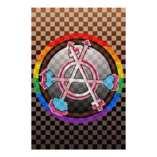 Geschlechter-Anarchie-Symbol, Emblem auf dunklem S Fotodruck