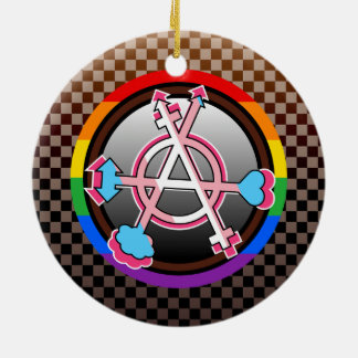 Geschlechter-Anarchie-Symbol, Emblem auf dunklem S Keramik Ornament