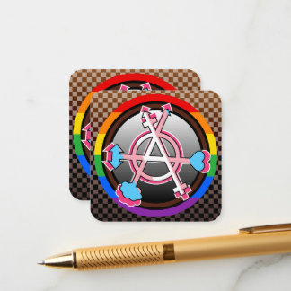Geschlechter-Anarchie-Symbol, Emblem auf Schachbre Begleitkarte
