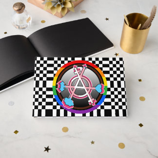 Geschlechter-Anarchie-Symbol, Emblem auf Schachbre Gästebuch