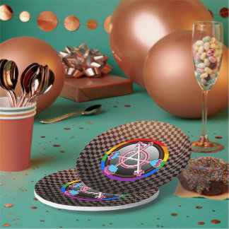 Geschlechter-Anarchie-Symbol, Emblem auf Schachbre Pappteller