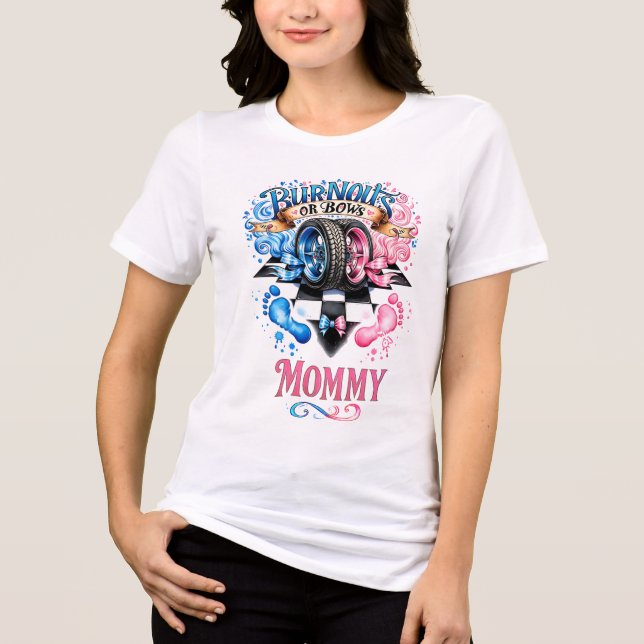 Geschlechterenthüllung Mommy Burnouts oder Schleif Tri-Blend Shirt (Vorderseite)