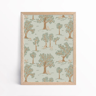 Geschlechterneutrale Hunde-Wald-Nursery-Kunst druc Poster