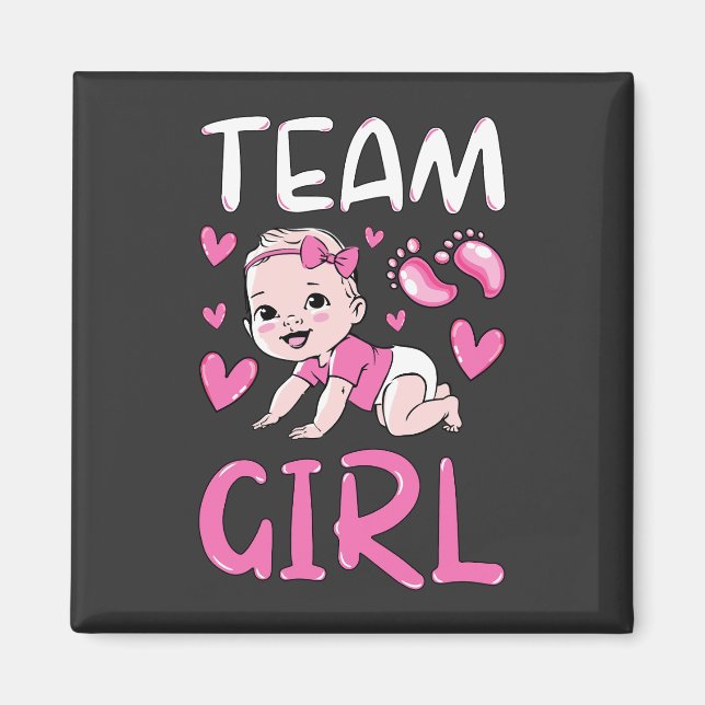 Geschlechteroffenbarung Team Girl Party Set Square Magnet (Vorne)