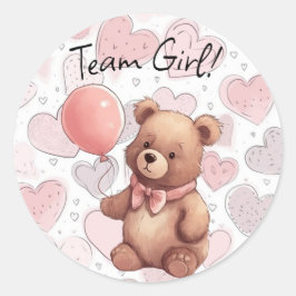 Geschlechteroffenbarung Team Girl Pink Runder Aufkleber