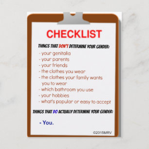 Geschlechts-Checkliste Postkarte