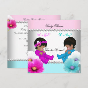 Geschlechtsenthüllung Baby Shower Pink Türkis Blau Einladung