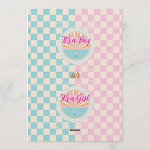 Geschlechtsenthüllung Blau-Rosa Kariert Einladung