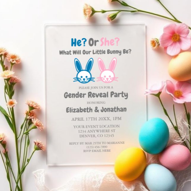 Geschlechtsenthüllung Kleiner Hase Acryleinladungen (Von Creator hochgeladen)