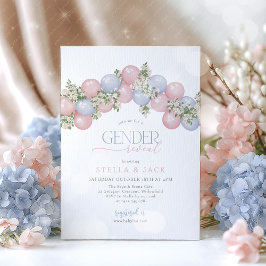Geschlechtsenthüllung Rosa Blau Ballon Floral Jung Einladung