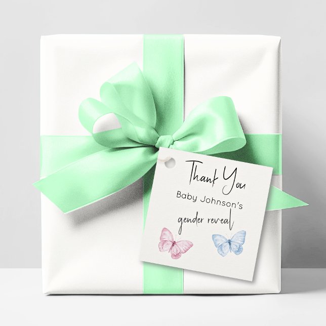 Geschlechtsenthüllung Rosa Blaue Schmetterlinge Da Geschenkanhänger (Von Creator hochgeladen)