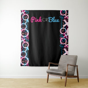 Geschlechtsenthüllung Rosa oder Blau Baby Foto Hin Wandteppich