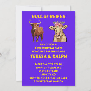 Geschlechtsenthüllungseinladung für Stier oder Fär