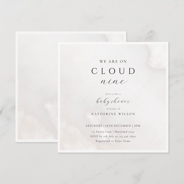 Geschlechtsneutral auf Cloud Nine Baby Dusche Einladung (Vorne/Hinten)