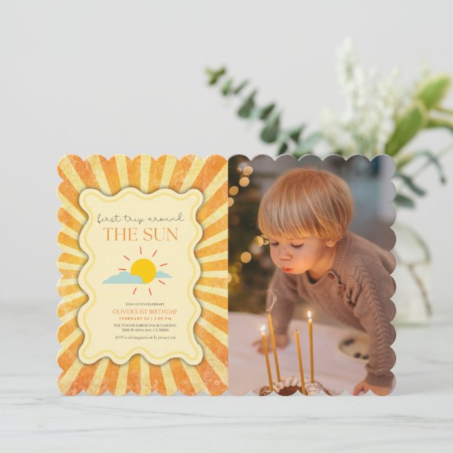 Geschlechtsneutral Erste Reise rund um den Sonnenh Einladung (Stehend Vorderseite)