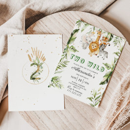 Geschlechtsneutral Zwei wilde Safari-Geburtstagsei Einladung