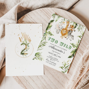 Geschlechtsneutral Zwei wilde Safari-Geburtstagsei Einladung