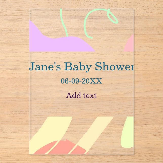 Geschlechtsneutrale abstrakte Formen Babydusche Acryleinladungen (Vorderseite)