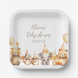 Geschlechtsneutrale Aquarellfarben Babydusche Pappteller