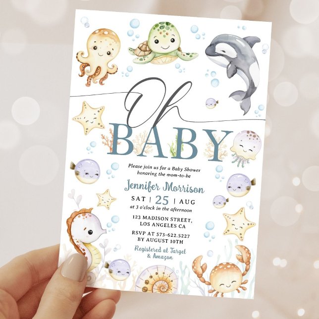 Geschlechtsneutrale Baby Shower-Party 'Ocean Baby' Einladung (Von Creator hochgeladen)