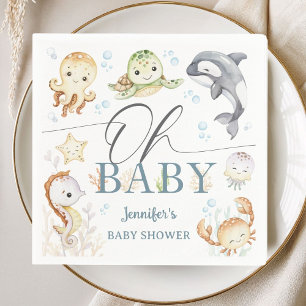 Geschlechtsneutrale Baby Shower unter dem Meer Oce Serviette