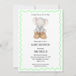 Geschlechtsneutrale Babyelefanten-Baby-Party Einladung