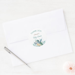 Geschlechtsneutrale Babyparty Danke für Meeresschi Runder Aufkleber