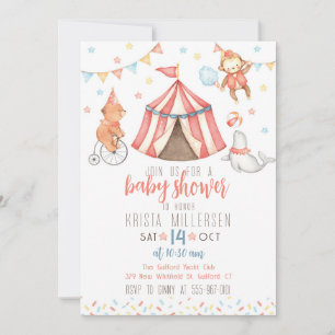 Geschlechtsneutrale Babyparty-Einladung für Zirkus Einladung