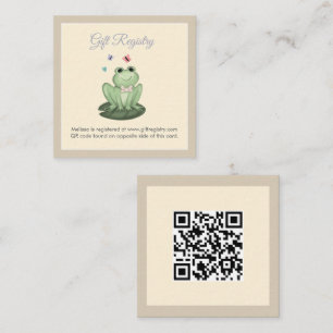 Geschlechtsneutrale beige Frosch-Baby-Registry Begleitkarte