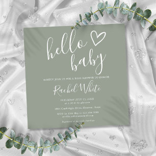 Geschlechtsneutrale Boho-Hellgrün-Hallo-Baby-Party Einladung
