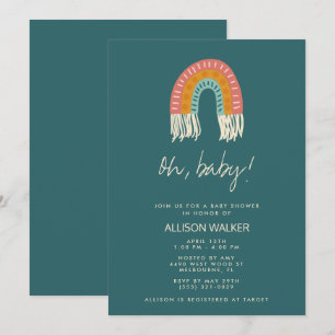 Geschlechtsneutrale Boho-Regenbogen-Baby-Shower-Ei Einladung