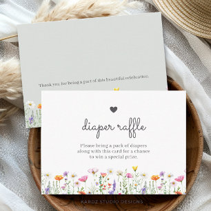 Geschlechtsneutrale Boho-Wildblumen-Windel-Raffle- Mitteilungskarte