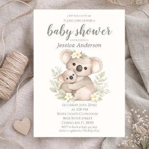 Geschlechtsneutrale Cottagecore-Boho-Koala-Baby-Pa Einladung